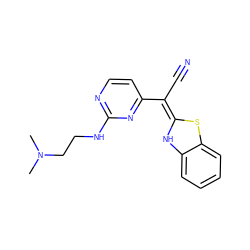 CN(C)CCNc1nccc(/C(C#N)=C2\Nc3ccccc3S2)n1 ZINC000013647705