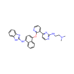 CN(C)CCNc1nccc(-c2cccnc2Oc2ccc(Nc3nc4ccccc4[nH]3)c3ccccc23)n1 ZINC000299831051