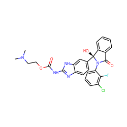 CN(C)CCOC(=O)Nc1nc2ccc([C@]3(O)c4ccccc4C(=O)N3c3cccc(Cl)c3F)cc2[nH]1 ZINC000117128657