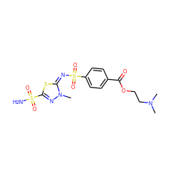 CN(C)CCOC(=O)c1ccc(S(=O)(=O)/N=c2/sc(S(N)(=O)=O)nn2C)cc1 ZINC000013537561