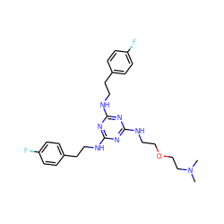 CN(C)CCOCCNc1nc(NCCc2ccc(F)cc2)nc(NCCc2ccc(F)cc2)n1 ZINC000073198659