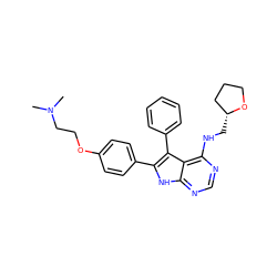 CN(C)CCOc1ccc(-c2[nH]c3ncnc(NC[C@@H]4CCCO4)c3c2-c2ccccc2)cc1 ZINC000035833483