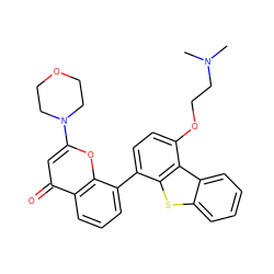 CN(C)CCOc1ccc(-c2cccc3c(=O)cc(N4CCOCC4)oc23)c2sc3ccccc3c12 ZINC000101696417