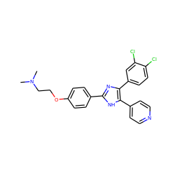 CN(C)CCOc1ccc(-c2nc(-c3ccc(Cl)c(Cl)c3)c(-c3ccncc3)[nH]2)cc1 ZINC000095590575