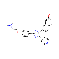 CN(C)CCOc1ccc(-c2nc(-c3ccc4ccc(O)cc4c3)c(-c3ccncc3)[nH]2)cc1 ZINC000095591461