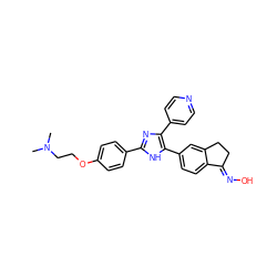 CN(C)CCOc1ccc(-c2nc(-c3ccncc3)c(-c3ccc4c(c3)CC/C4=N\O)[nH]2)cc1 ZINC000028563821