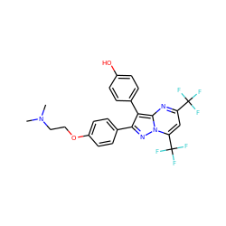 CN(C)CCOc1ccc(-c2nn3c(C(F)(F)F)cc(C(F)(F)F)nc3c2-c2ccc(O)cc2)cc1 ZINC000014970958