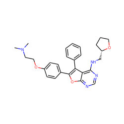 CN(C)CCOc1ccc(-c2oc3ncnc(NC[C@@H]4CCCO4)c3c2-c2ccccc2)cc1 ZINC000028879152