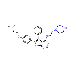 CN(C)CCOc1ccc(-c2oc3ncnc(NCCN4CCNCC4)c3c2-c2ccccc2)cc1 ZINC000028879294