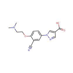 CN(C)CCOc1ccc(-n2cc(C(=O)O)cn2)cc1C#N ZINC000027994207