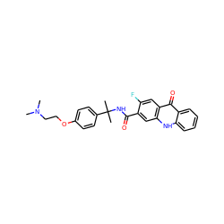 CN(C)CCOc1ccc(C(C)(C)NC(=O)c2cc3[nH]c4ccccc4c(=O)c3cc2F)cc1 ZINC000014970322