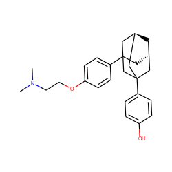 CN(C)CCOc1ccc(C23C[C@H]4C[C@@H](CC(c5ccc(O)cc5)(C4)C2)C3)cc1 ZINC000169351501