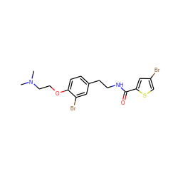 CN(C)CCOc1ccc(CCNC(=O)c2cc(Br)cs2)cc1Br ZINC000043073170