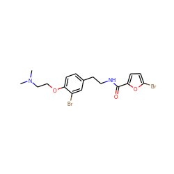 CN(C)CCOc1ccc(CCNC(=O)c2ccc(Br)o2)cc1Br ZINC000042921306