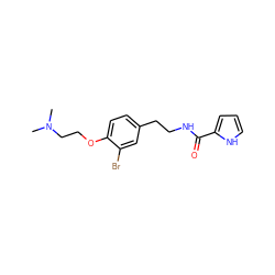 CN(C)CCOc1ccc(CCNC(=O)c2ccc[nH]2)cc1Br ZINC000042921108