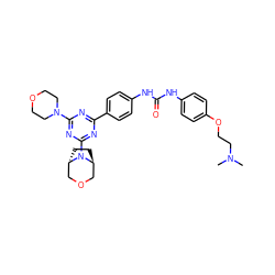 CN(C)CCOc1ccc(NC(=O)Nc2ccc(-c3nc(N4CCOCC4)nc(N4[C@H]5CC[C@H]4COC5)n3)cc2)cc1 ZINC000101366761