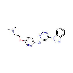 CN(C)CCOc1ccc(Nc2cc(-n3cnc4ccccc43)ncn2)nc1 ZINC000201717500