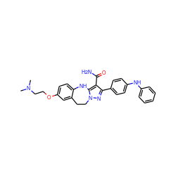 CN(C)CCOc1ccc2c(c1)CCn1nc(-c3ccc(Nc4ccccc4)cc3)c(C(N)=O)c1N2 ZINC000045348153