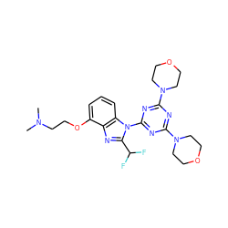 CN(C)CCOc1cccc2c1nc(C(F)F)n2-c1nc(N2CCOCC2)nc(N2CCOCC2)n1 ZINC000096271523