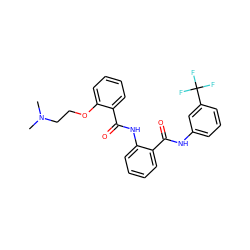 CN(C)CCOc1ccccc1C(=O)Nc1ccccc1C(=O)Nc1cccc(C(F)(F)F)c1 ZINC000199852281