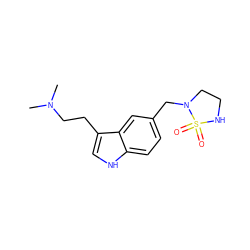 CN(C)CCc1c[nH]c2ccc(CN3CCNS3(=O)=O)cc12 ZINC000013738511