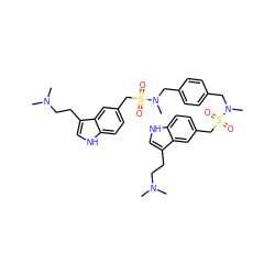 CN(C)CCc1c[nH]c2ccc(CS(=O)(=O)N(C)Cc3ccc(CN(C)S(=O)(=O)Cc4ccc5[nH]cc(CCN(C)C)c5c4)cc3)cc12 ZINC000003918914