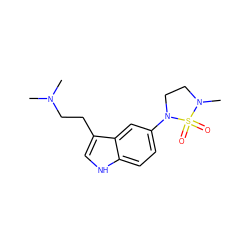 CN(C)CCc1c[nH]c2ccc(N3CCN(C)S3(=O)=O)cc12 ZINC000013738509