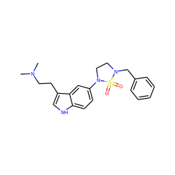 CN(C)CCc1c[nH]c2ccc(N3CCN(Cc4ccccc4)S3(=O)=O)cc12 ZINC000013738510