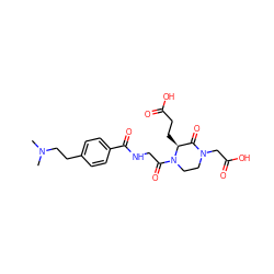 CN(C)CCc1ccc(C(=O)NCC(=O)N2CCN(CC(=O)O)C(=O)[C@@H]2CCC(=O)O)cc1 ZINC000013778017