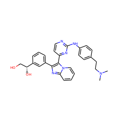 CN(C)CCc1ccc(Nc2nccc(-c3c(-c4cccc([C@H](O)CO)c4)nc4ccccn34)n2)cc1 ZINC000063539881