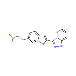 CN(C)CCc1ccc2cc(-c3n[nH]c4cccnc34)[nH]c2c1 ZINC000066079722