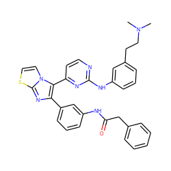 CN(C)CCc1cccc(Nc2nccc(-c3c(-c4cccc(NC(=O)Cc5ccccc5)c4)nc4sccn34)n2)c1 ZINC000049793428