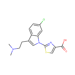 CN(C)CCc1cn(-c2nc(C(=O)O)cs2)c2cc(Cl)ccc12 ZINC000029045756