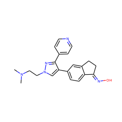 CN(C)CCn1cc(-c2ccc3c(c2)CC/C3=N\O)c(-c2ccncc2)n1 ZINC000040425407