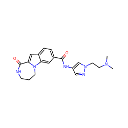 CN(C)CCn1cc(NC(=O)c2ccc3cc4n(c3c2)CCCNC4=O)cn1 ZINC000218303597