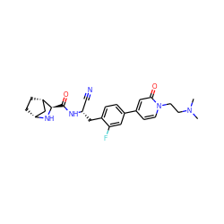 CN(C)CCn1ccc(-c2ccc(C[C@@H](C#N)NC(=O)[C@H]3N[C@@H]4CC[C@H]3C4)c(F)c2)cc1=O ZINC000219323579