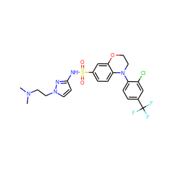 CN(C)CCn1ccc(NS(=O)(=O)c2ccc3c(c2)OCCN3c2ccc(C(F)(F)F)cc2Cl)n1 ZINC000220220983