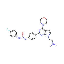 CN(C)CCn1ccc2c(N3CCOCC3)nc(-c3ccc(NC(=O)Nc4ccc(F)cc4)cc3)nc21 ZINC000049070284