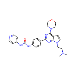 CN(C)CCn1ccc2c(N3CCOCC3)nc(-c3ccc(NC(=O)Nc4ccncc4)cc3)nc21 ZINC000049112433