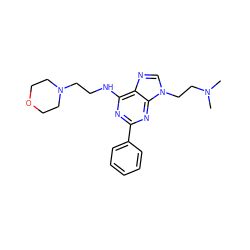 CN(C)CCn1cnc2c(NCCN3CCOCC3)nc(-c3ccccc3)nc21 ZINC000208038099