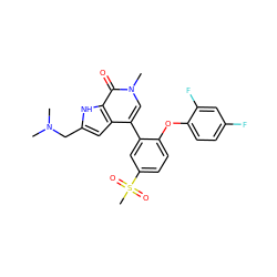 CN(C)Cc1cc2c(-c3cc(S(C)(=O)=O)ccc3Oc3ccc(F)cc3F)cn(C)c(=O)c2[nH]1 ZINC000146459404