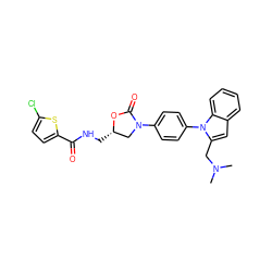 CN(C)Cc1cc2ccccc2n1-c1ccc(N2C[C@H](CNC(=O)c3ccc(Cl)s3)OC2=O)cc1 ZINC000299868025