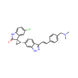 CN(C)Cc1ccc(/C=C/c2n[nH]c3cc([C@@H]4C[C@@]45C(=O)Nc4ccc(Cl)cc45)ccc23)cc1 ZINC000147961734