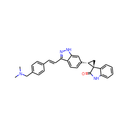 CN(C)Cc1ccc(/C=C/c2n[nH]c3cc([C@@H]4C[C@@]45C(=O)Nc4ccccc45)ccc23)cc1 ZINC000068247343