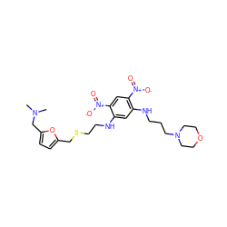 CN(C)Cc1ccc(CSCCNc2cc(NCCCN3CCOCC3)c([N+](=O)[O-])cc2[N+](=O)[O-])o1 ZINC000013726496