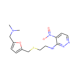 CN(C)Cc1ccc(CSCCNc2nnccc2[N+](=O)[O-])o1 ZINC000003814006