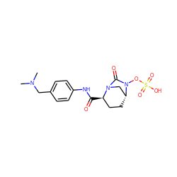 CN(C)Cc1ccc(NC(=O)[C@@H]2CC[C@@H]3CN2C(=O)N3OS(=O)(=O)O)cc1 ZINC000096168615