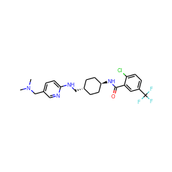 CN(C)Cc1ccc(NC[C@H]2CC[C@H](NC(=O)c3cc(C(F)(F)F)ccc3Cl)CC2)nc1 ZINC000261165811