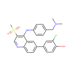 CN(C)Cc1ccc(Nc2c(S(C)(=O)=O)cnc3ccc(-c4ccc(O)c(Cl)c4)cc23)cc1 ZINC000114040177