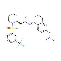 CN(C)Cc1ccc2c(c1)CCC[C@H]2NC(=O)C[C@@H]1CCCCN1S(=O)(=O)c1cccc(C(F)(F)F)c1 ZINC000036161446